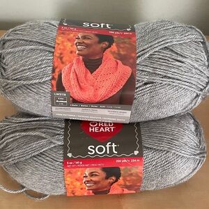 Red Heart Soft Gray Yarn bundle of 3 skeins destash